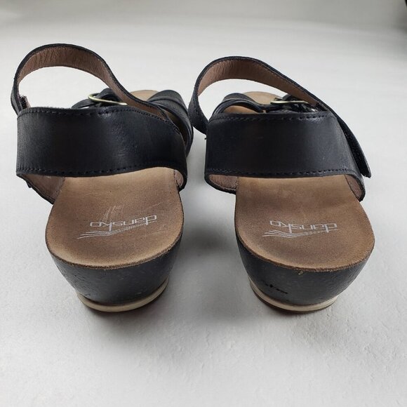 Dansko Vanna Wedge Slingback Sandal Womens 9.5-10 40 Black Strappy Peep Toe Shoe - Picture 8 of 10